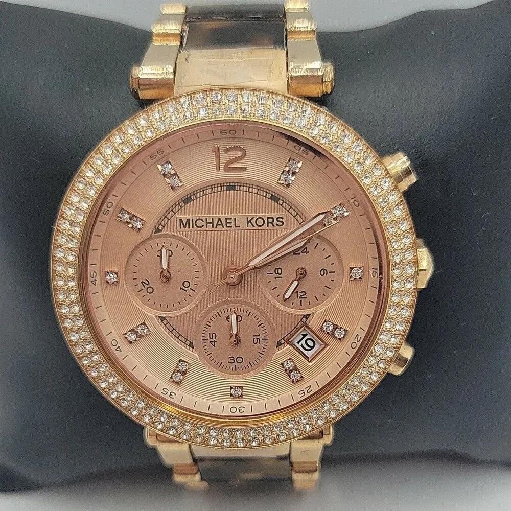 Michael Kors Parker MK5538 Women's Stainless Steel Analog Rose Dial Watch AM676